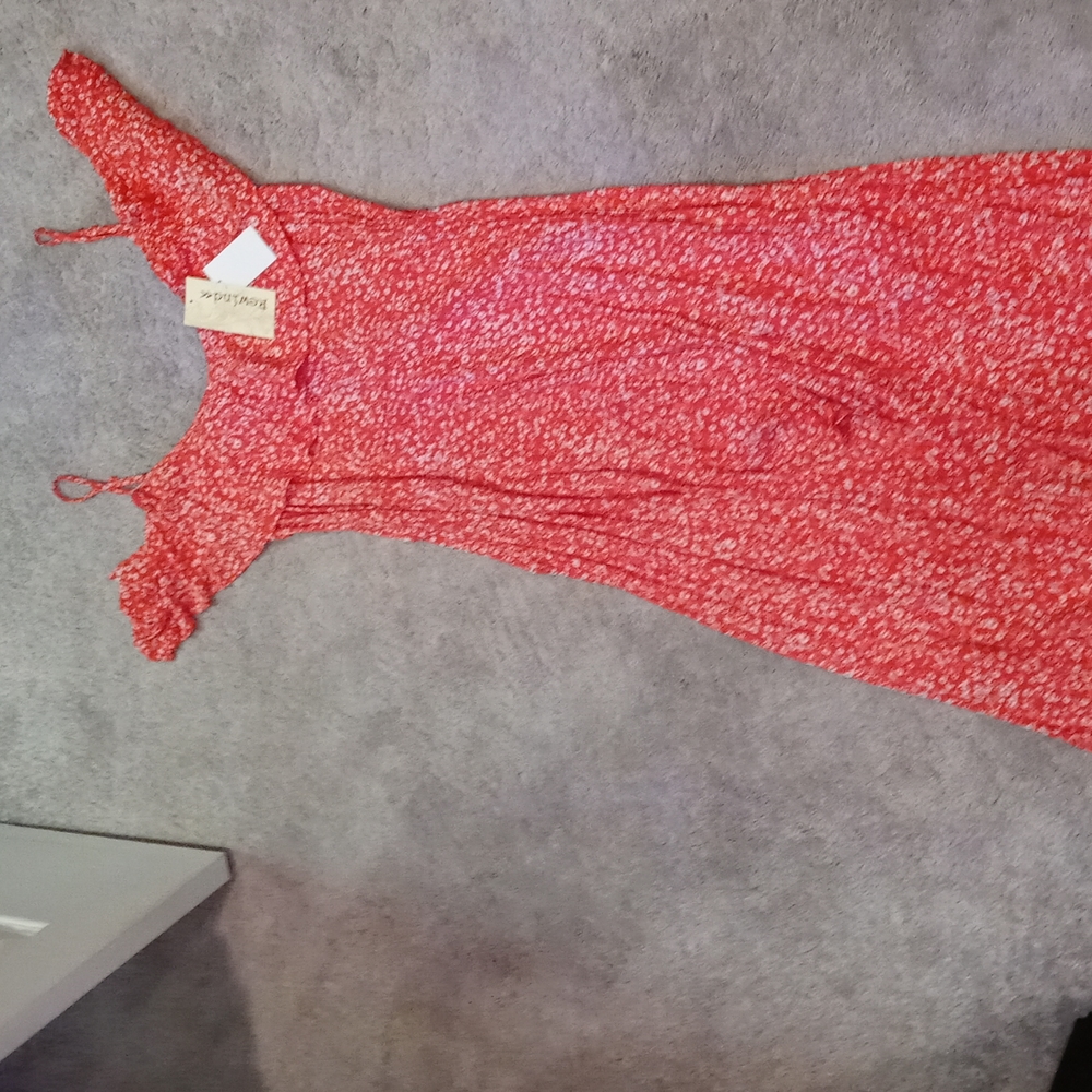 Summer flower flutter sleeve high low dress XXL